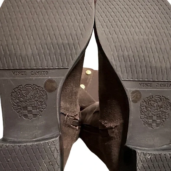 Vince Camuto Chocolate Knee High Boots with Gold Accents - Picture 6 of 10